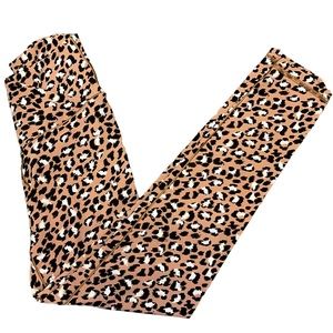 Aerie Chill Play Move Womens Leggings Sz Small Brown Black Cheetah 7/8 Length